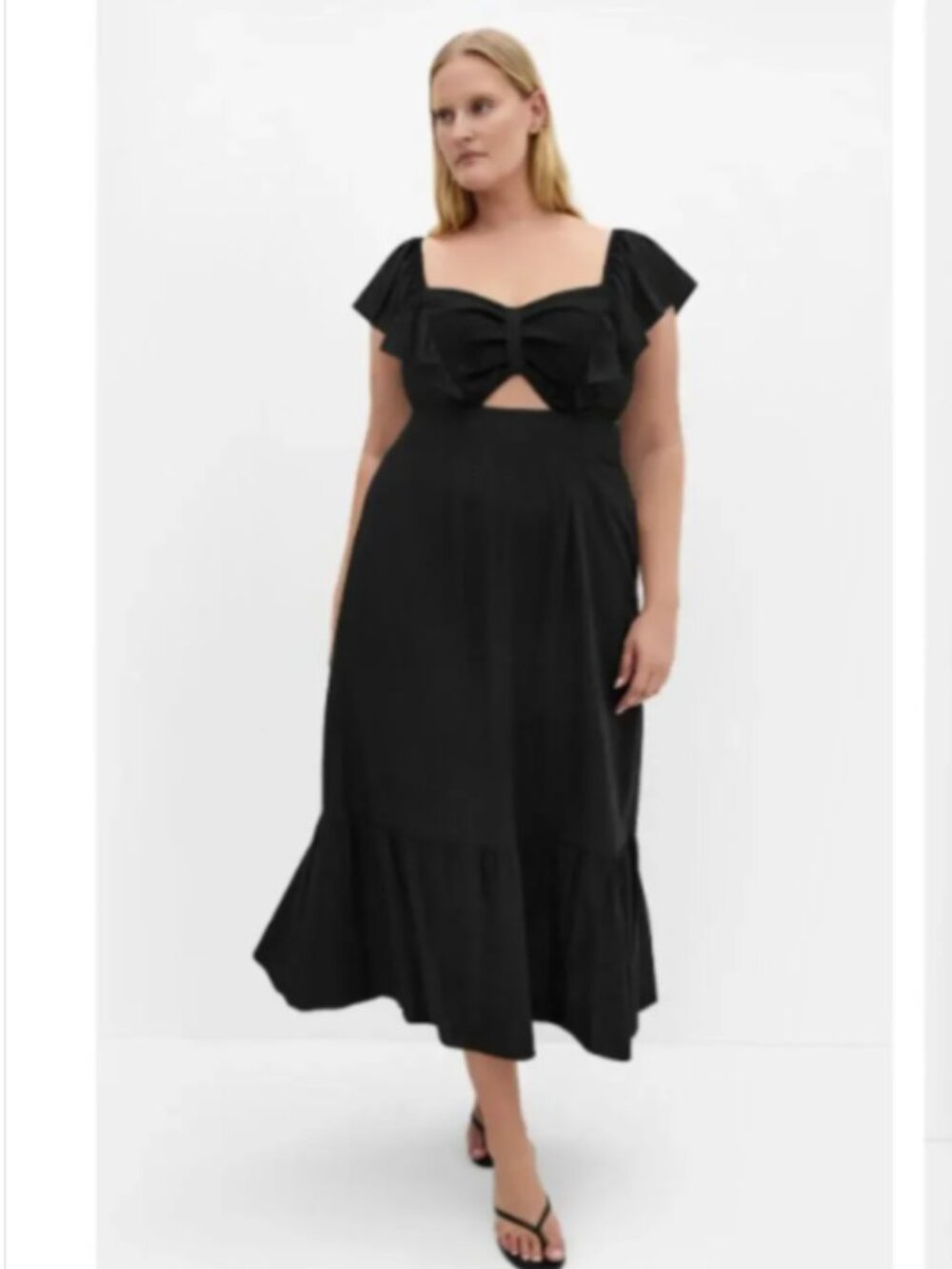 City Chic Alora Flutter Black Maxi Dress Size XXL Style #00218904